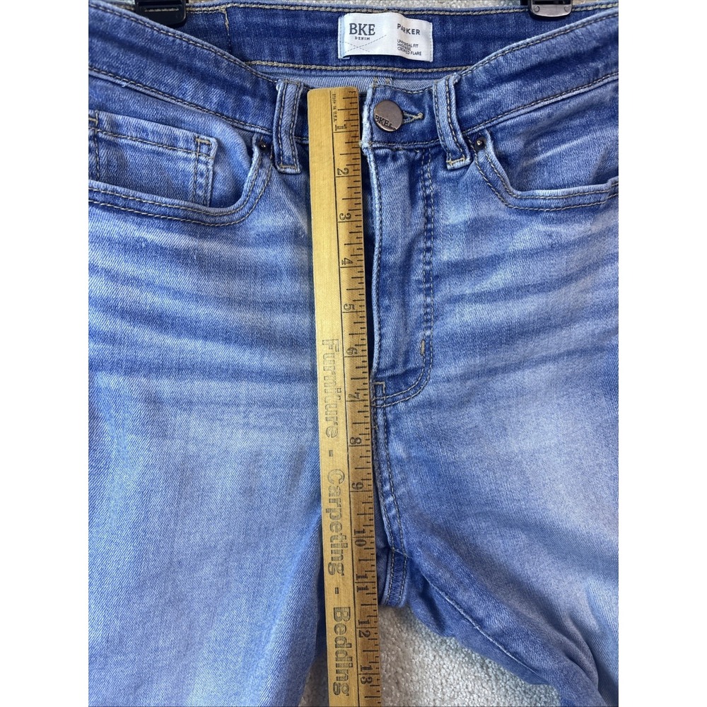 BKE Parker Cropped Flare Jeans Womens 26x25 Blue High Rise Raw Hem Distressed - Picture 9 of 10
